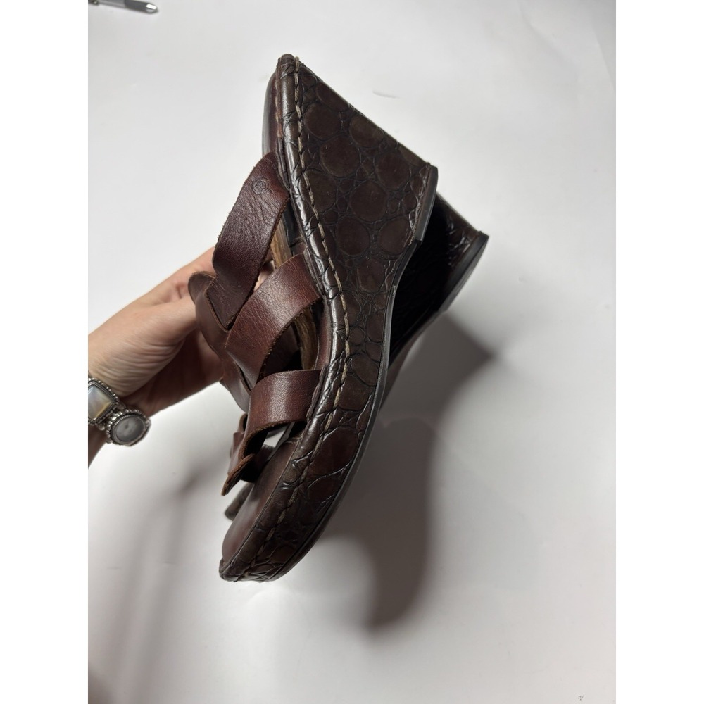 Born Women 7.5 Brown Fisherman Leather Wedge Sandals Shoes Chunky Y2K 00s Hippie - Picture 5 of 5